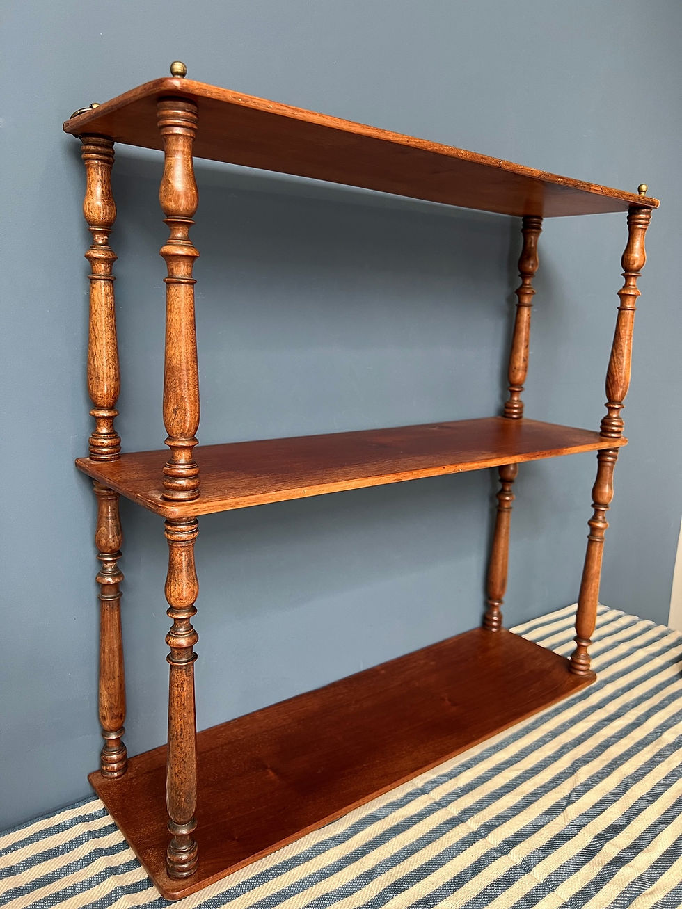 Thumbnail: Elegant Antique Victorian Mahogany Hanging Wall Shelves with turned supports