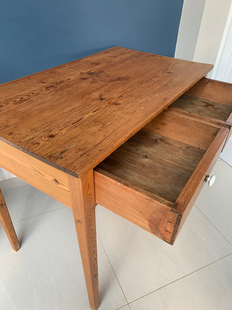 Thumbnail: Victorian Antique Country Pine Kitchen Prep Table with drawers