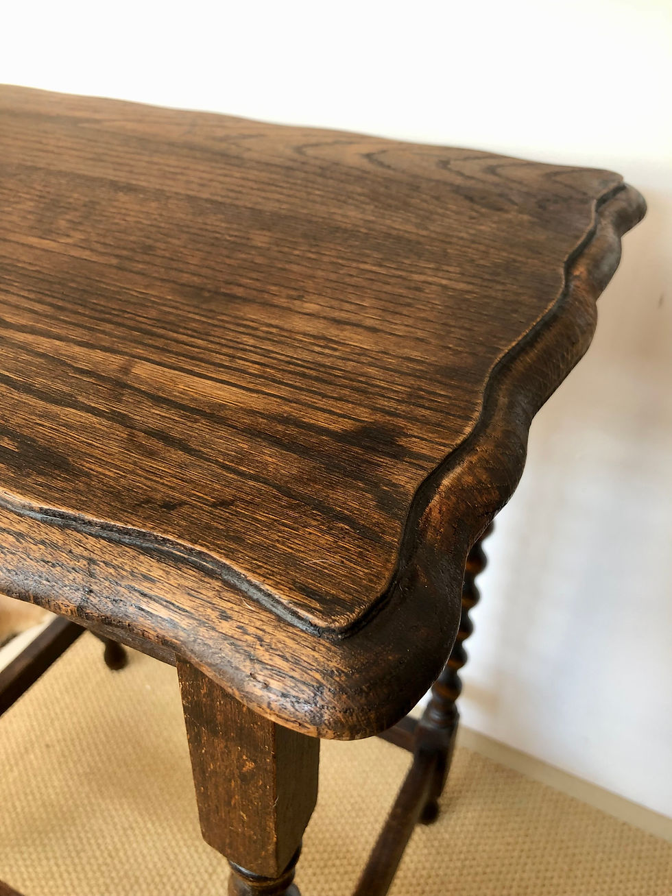 Thumbnail: Scalloped Edge Barley Twist Side Antique Table