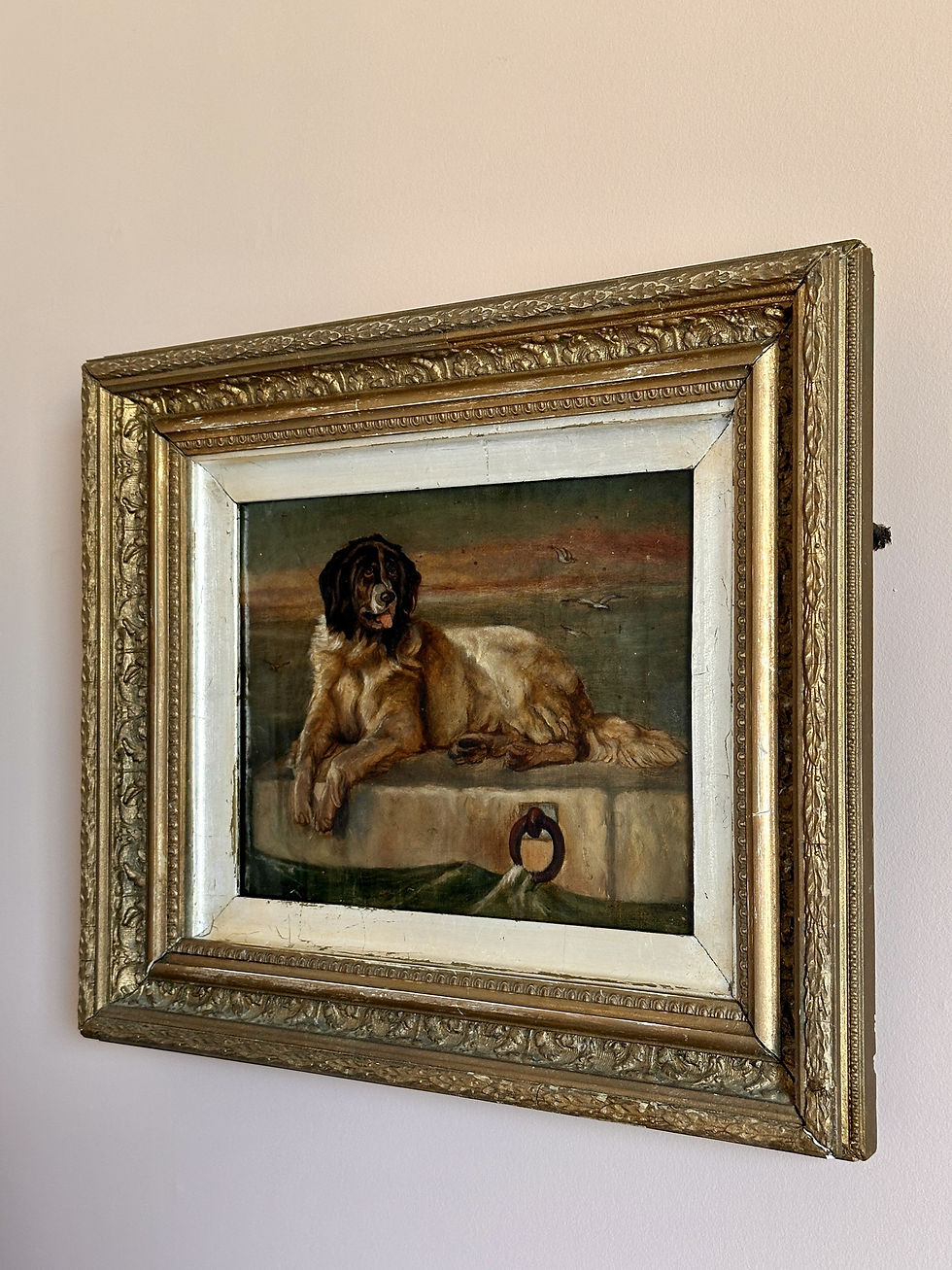Thumbnail: antique dog portrait oil painting landseer