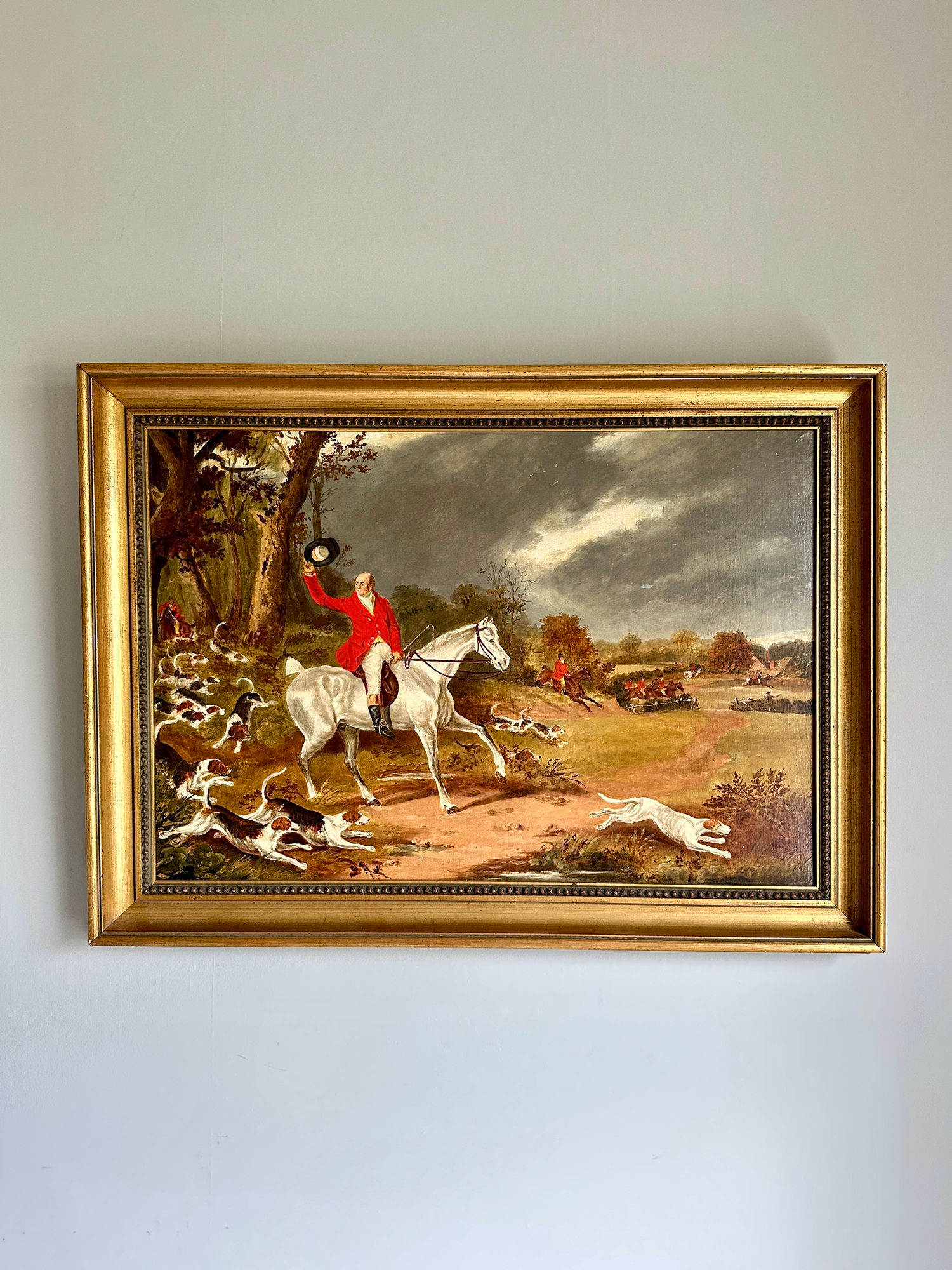 English Fox Hunting Scene Oil Painting