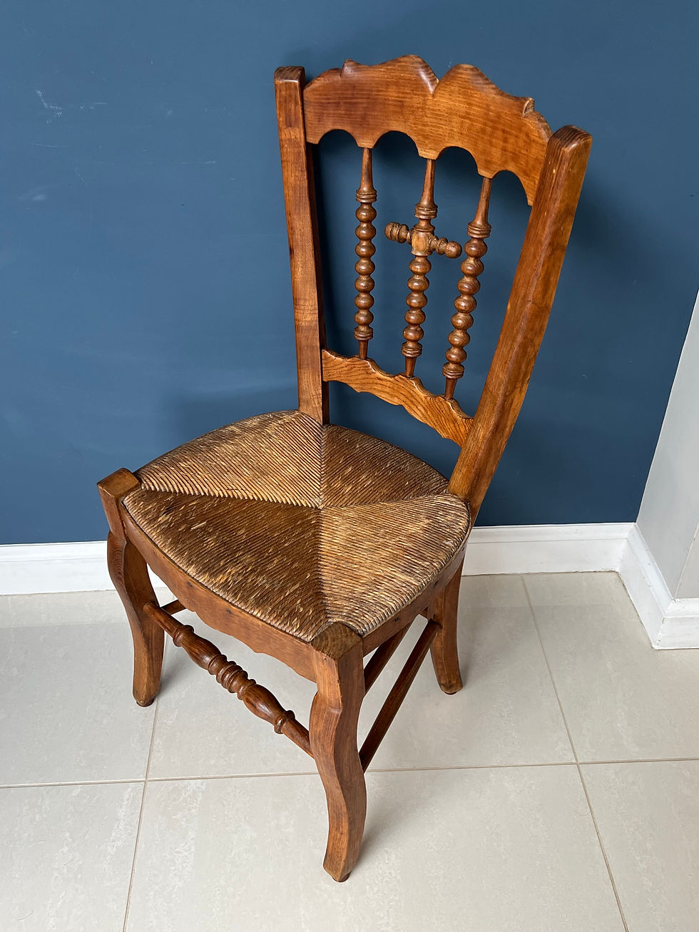 Thumbnail: French antique occasional chair with rush seat