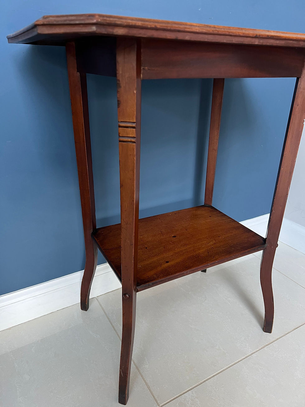 Thumbnail: Antique square Two Tier mahogany lamp table side table