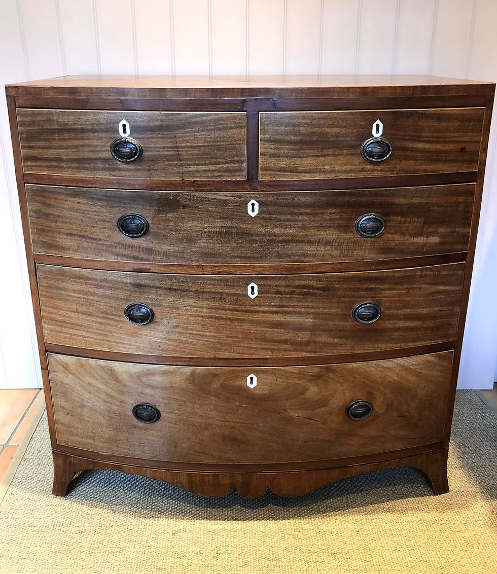Thumbnail: Antique Regency Bow Fronted Mahogany Chest of Drawers