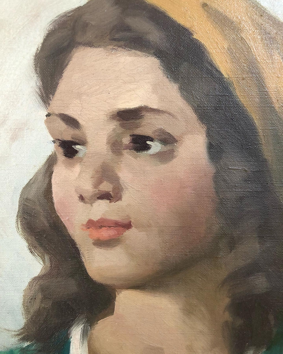 Thumbnail: Mid Century Oil Painting of a Swedish Girl