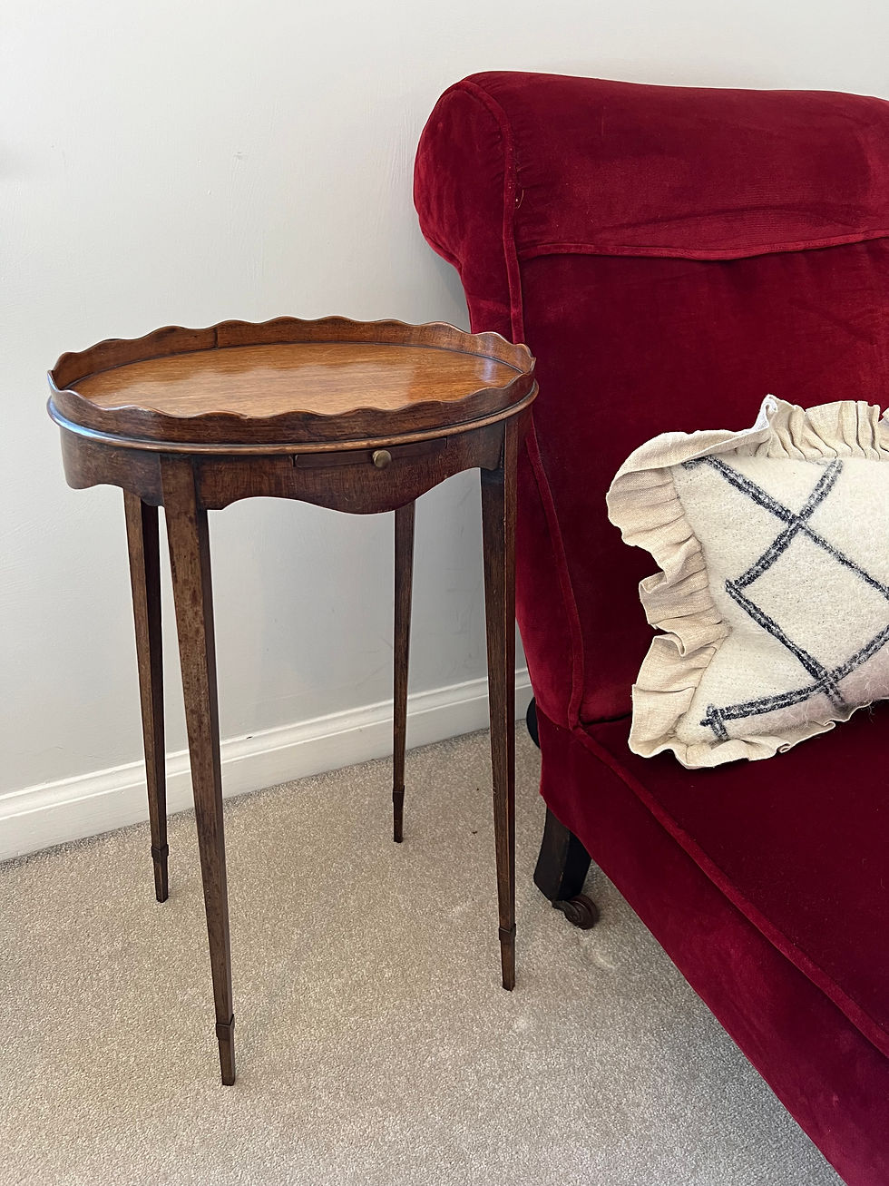 Thumbnail: Antique scallop edge bedside table elegant