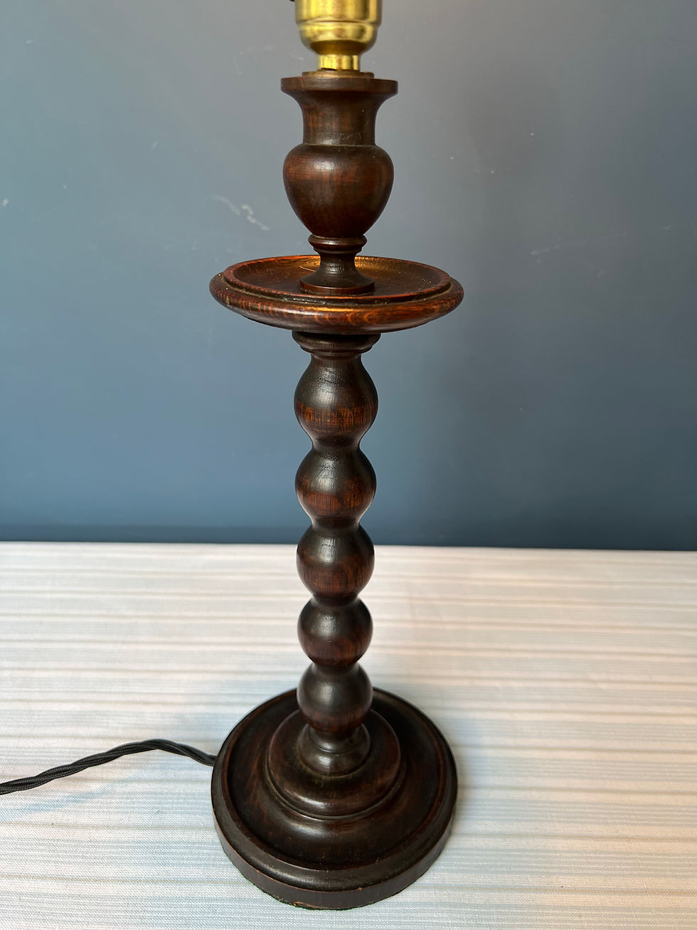 Thumbnail: Antique Oak Bobbin Turned Table Lamp