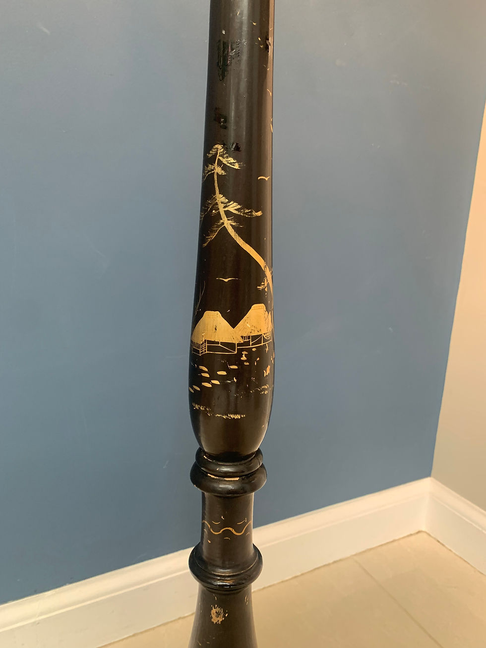 Thumbnail: A Tall Lacquered And Hand Painted Chinoiserie Standard Lamp