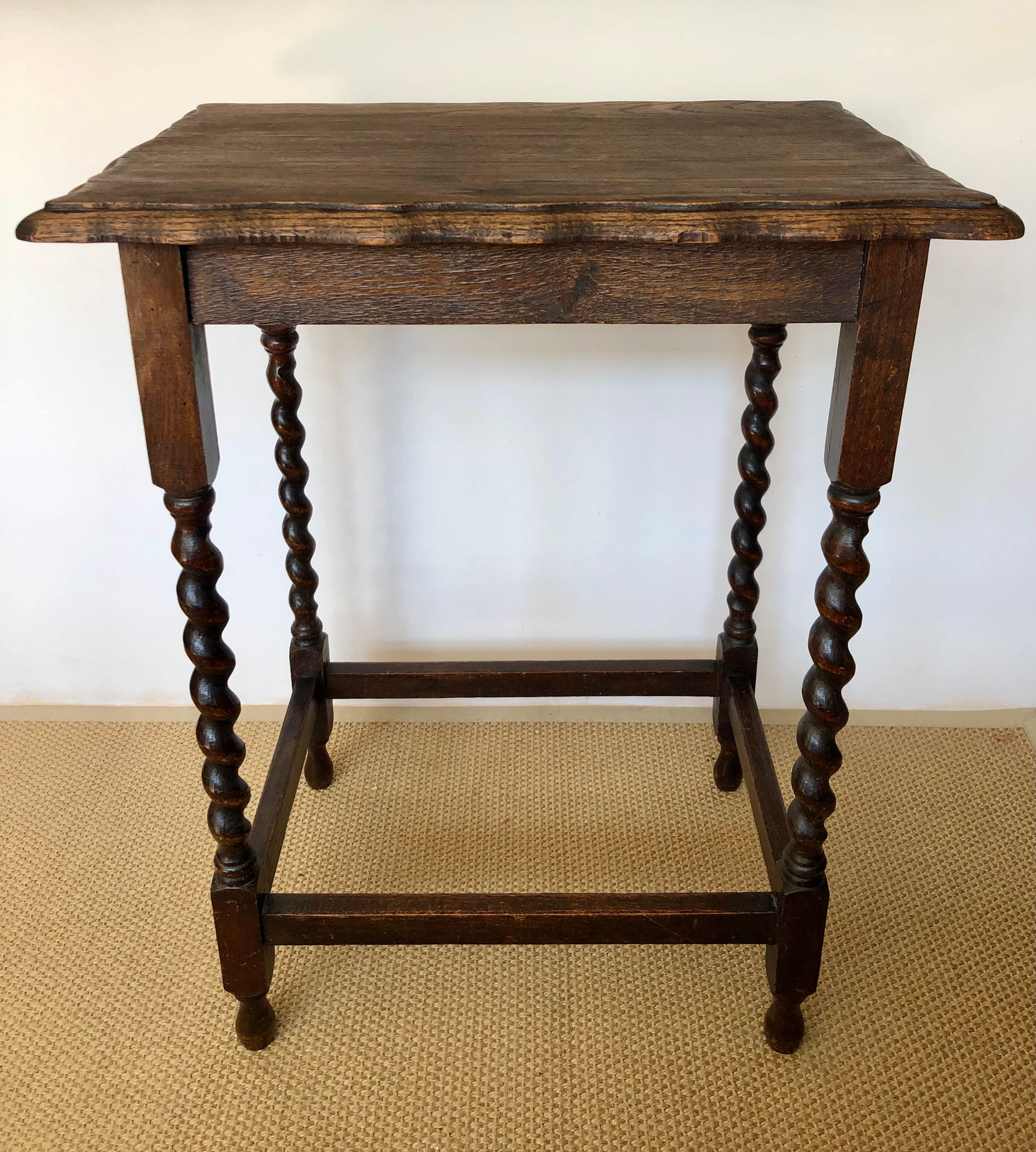 Scalloped Edge Barley Twist Side Antique Table