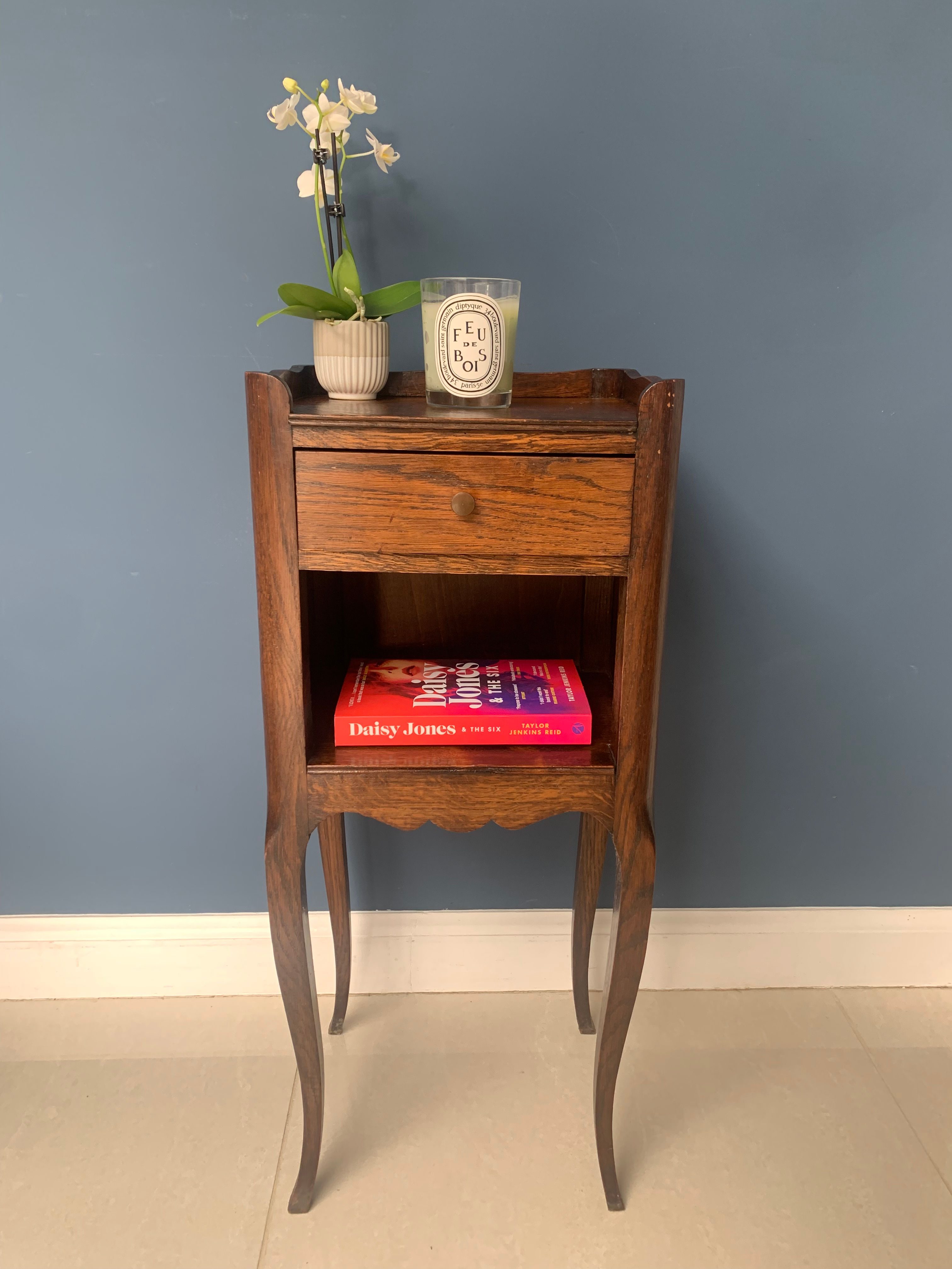 Antique Oak French Bedside Table