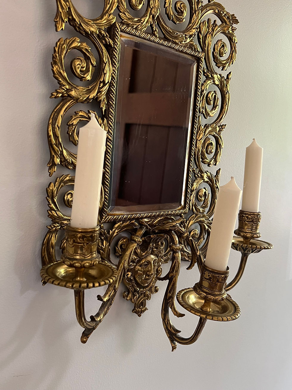 Thumbnail: Antique Brass Girandole Mirror with candles