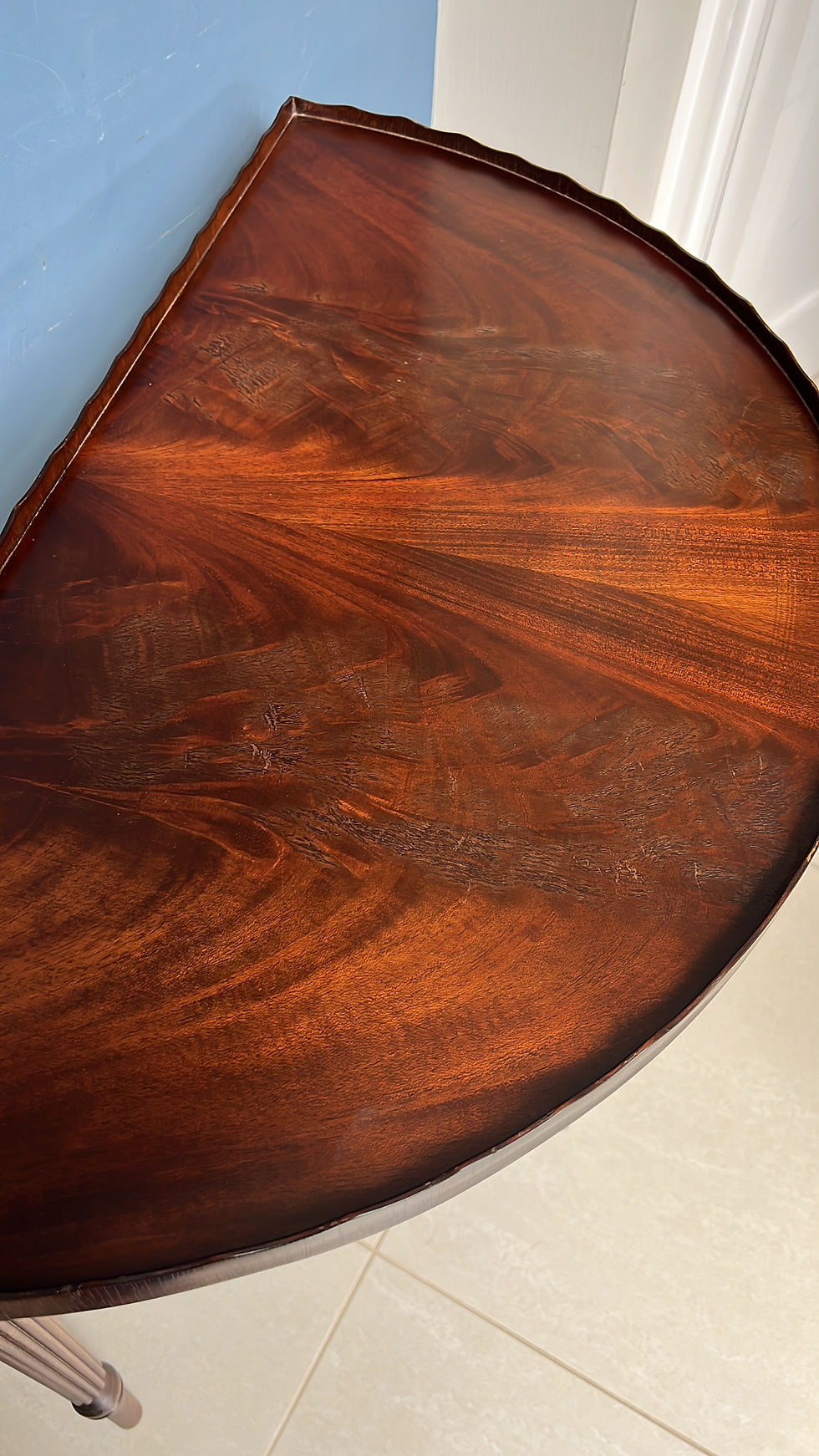 Thumbnail: Half Moon Vintage Scallop Edge Mahogany Side Table