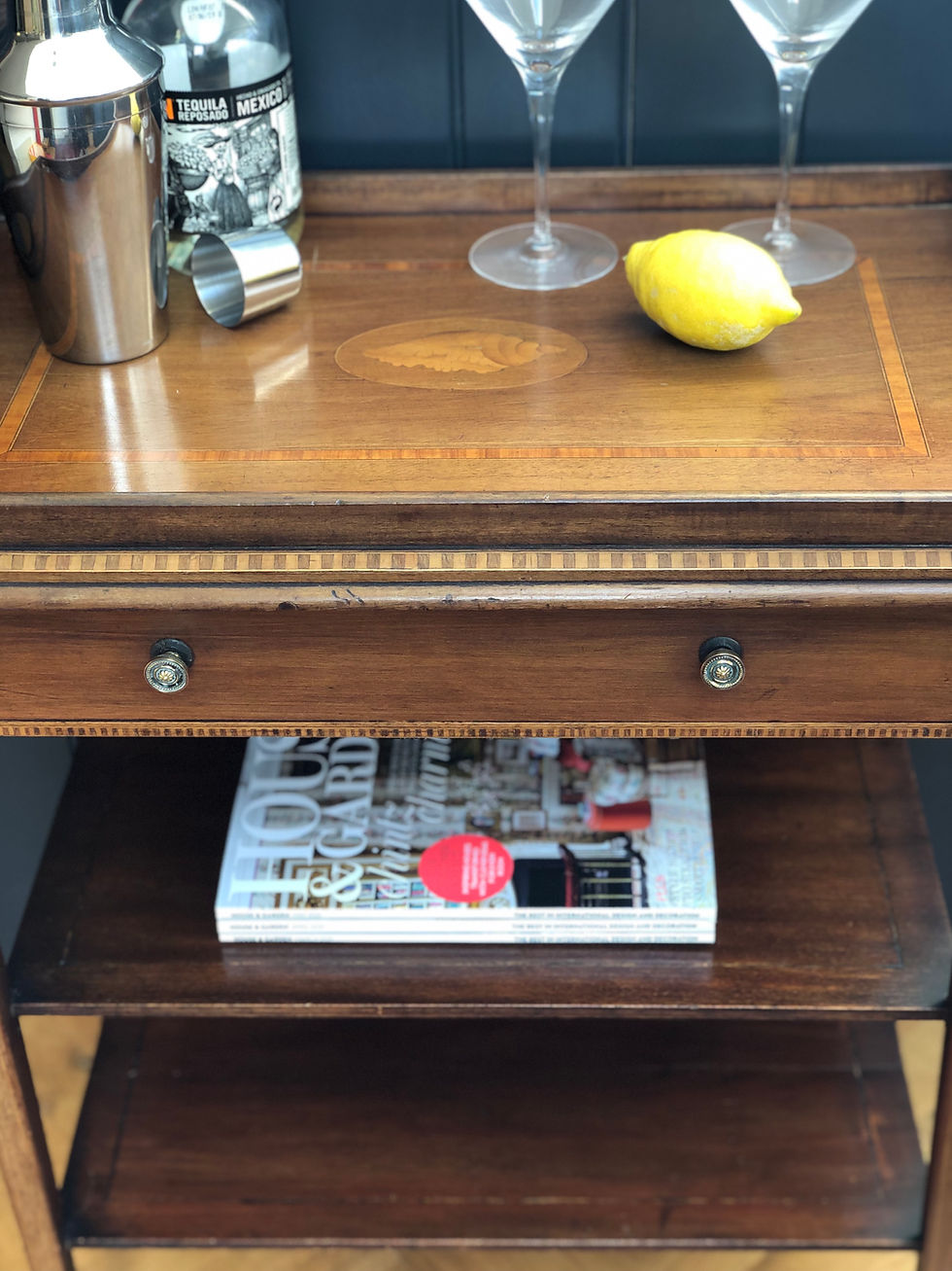 Thumbnail: Edwardian Mahogany Drinks Trolley With Satinwood Inlay