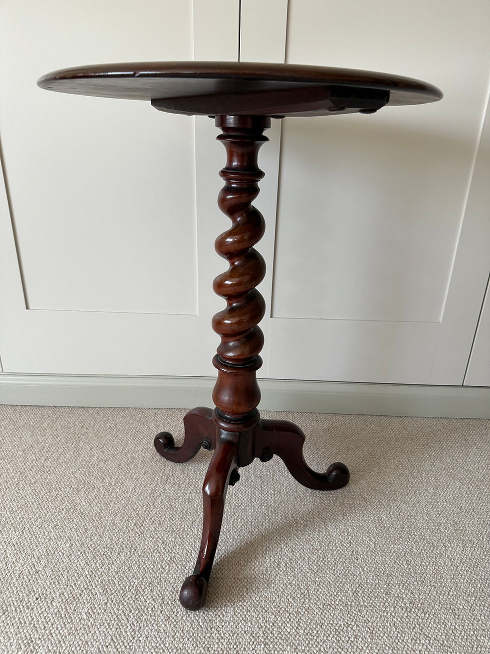Thumbnail: Victorian Mahogany Tripod Table on a Barley Twist Support