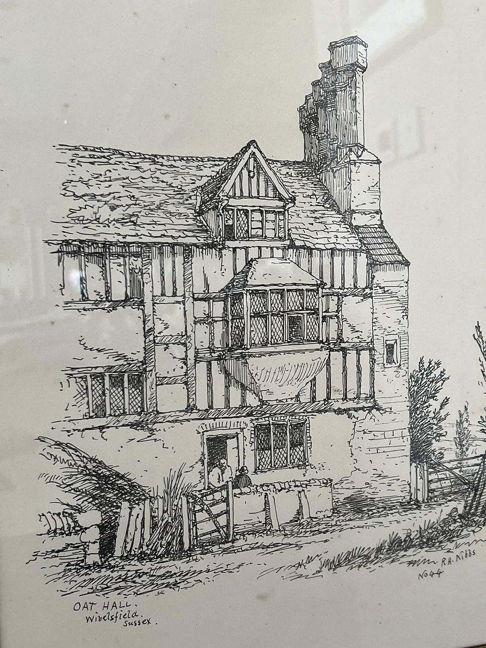 Thumbnail: Antique Etching of Oat Hall Wivelsfield architectural art