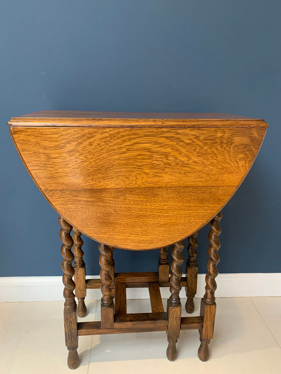Thumbnail: 1930s Solid Oak Barley Twist Gate Leg Table