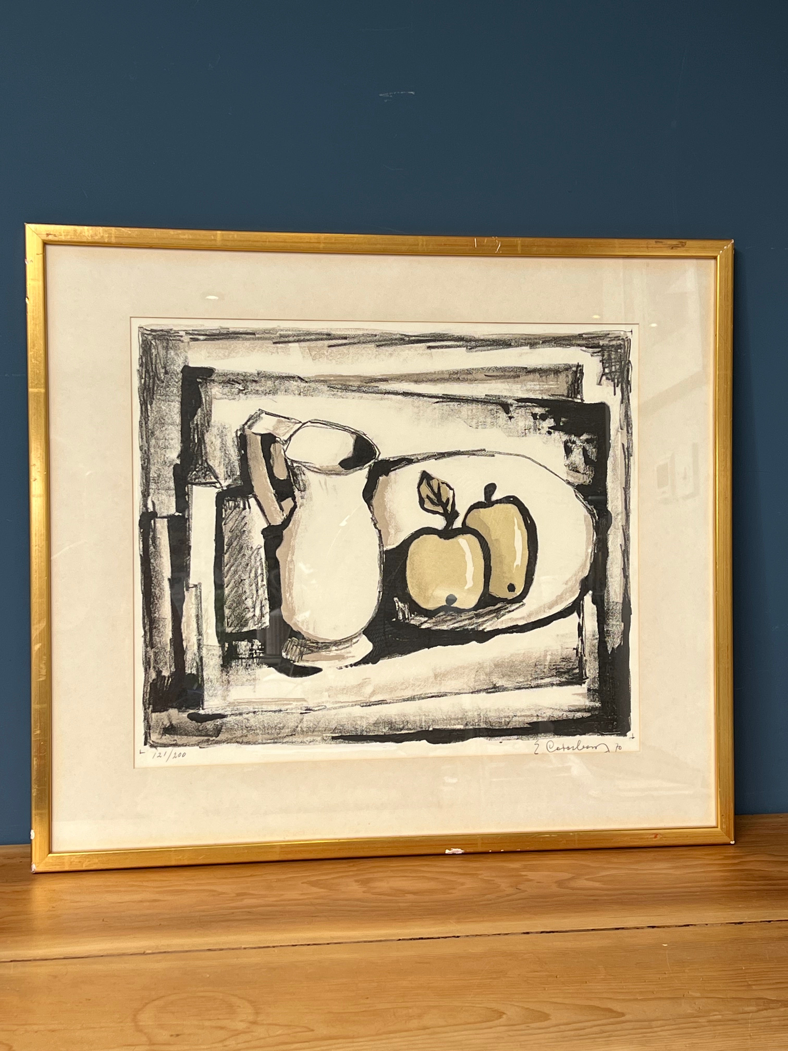 Still Life Jug and Apples Lithograph by Eric Cederberg