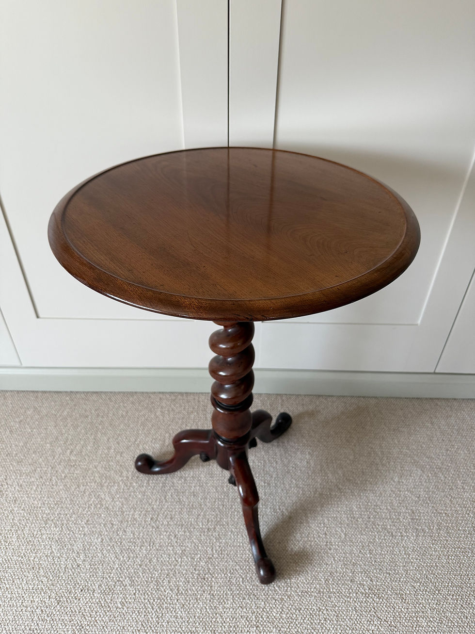 Thumbnail: Victorian Mahogany Tripod Table on a Barley Twist Support