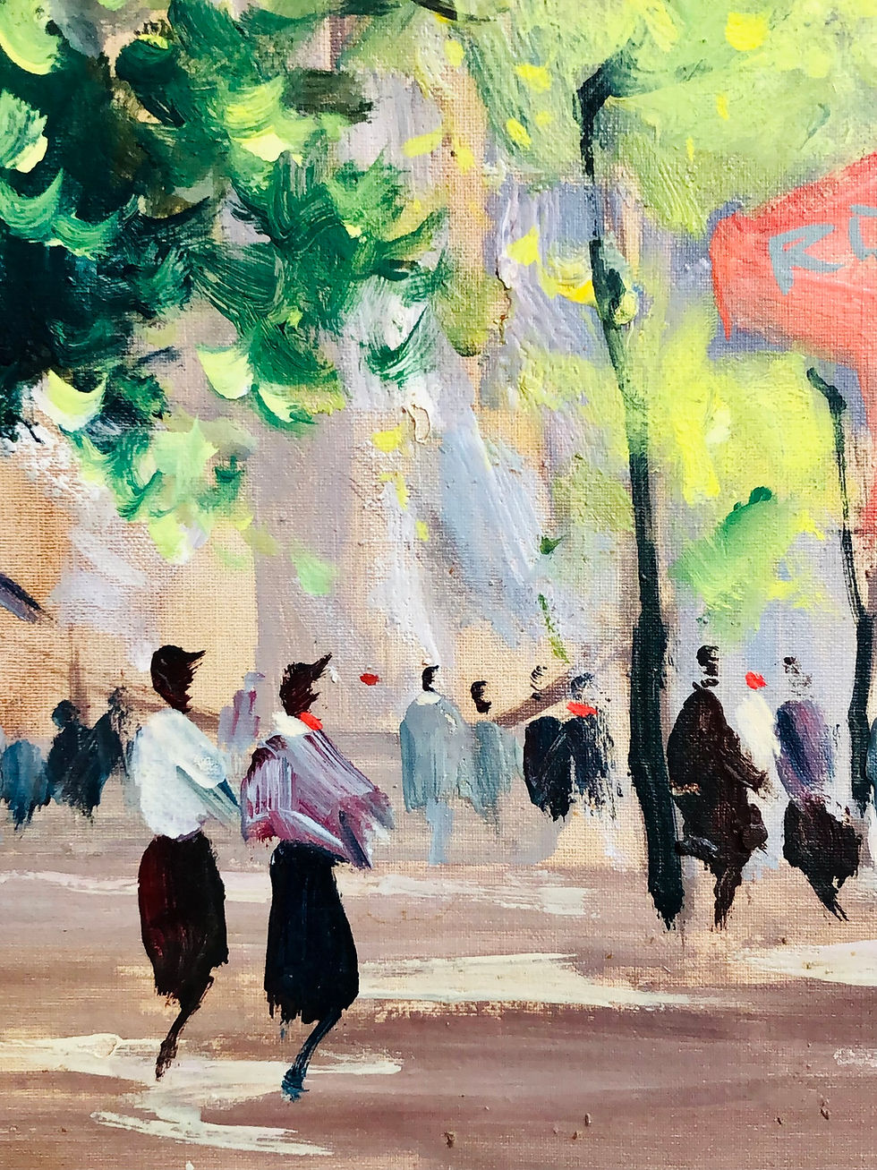 Thumbnail: France Paris in the Springtime Mid-Century Oil Painting