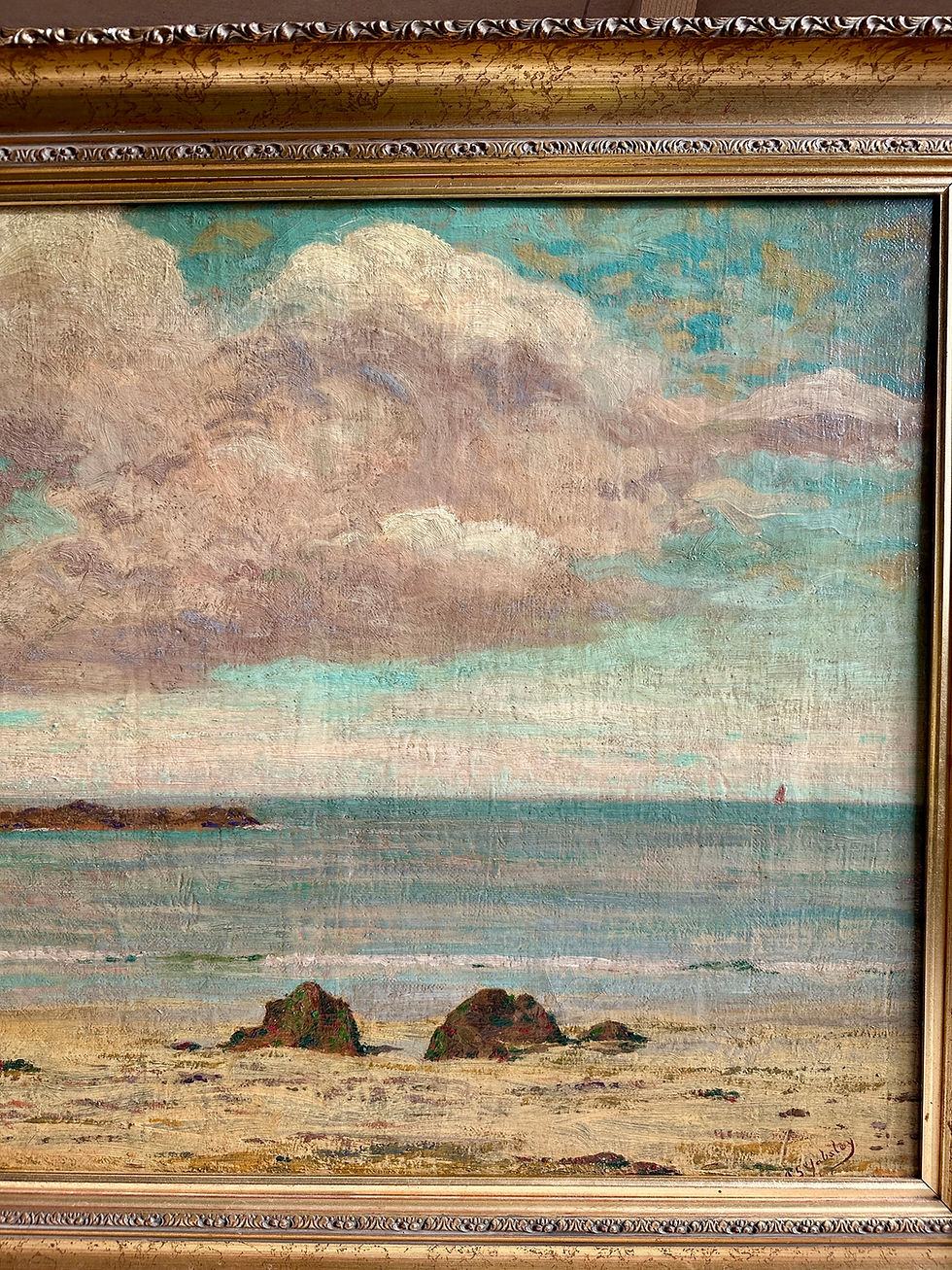 Thumbnail: english school antique oil painting st ives beach porthmeor