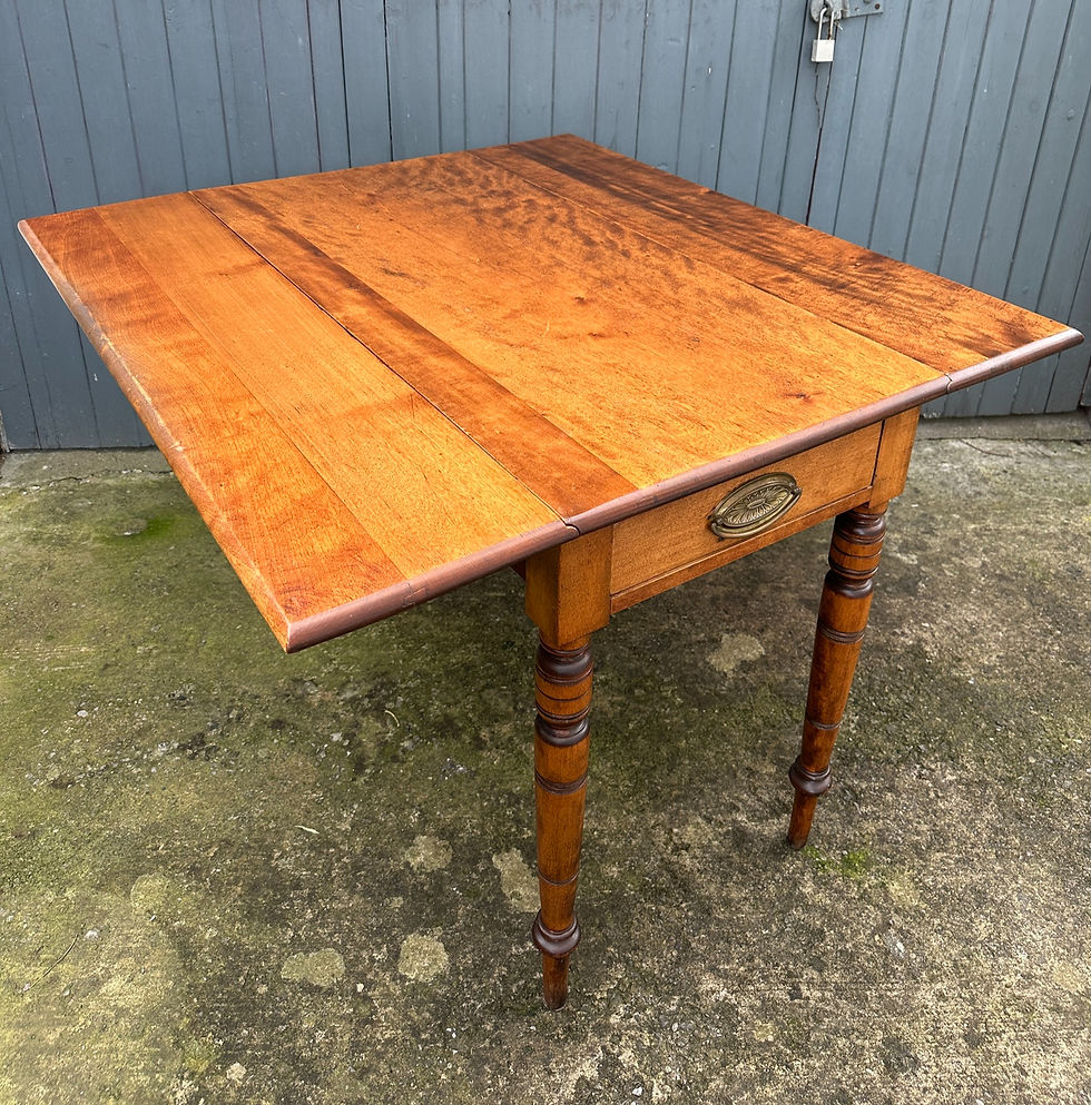 Thumbnail: Antique Fruitwood Drop Leaf Table with Drawer