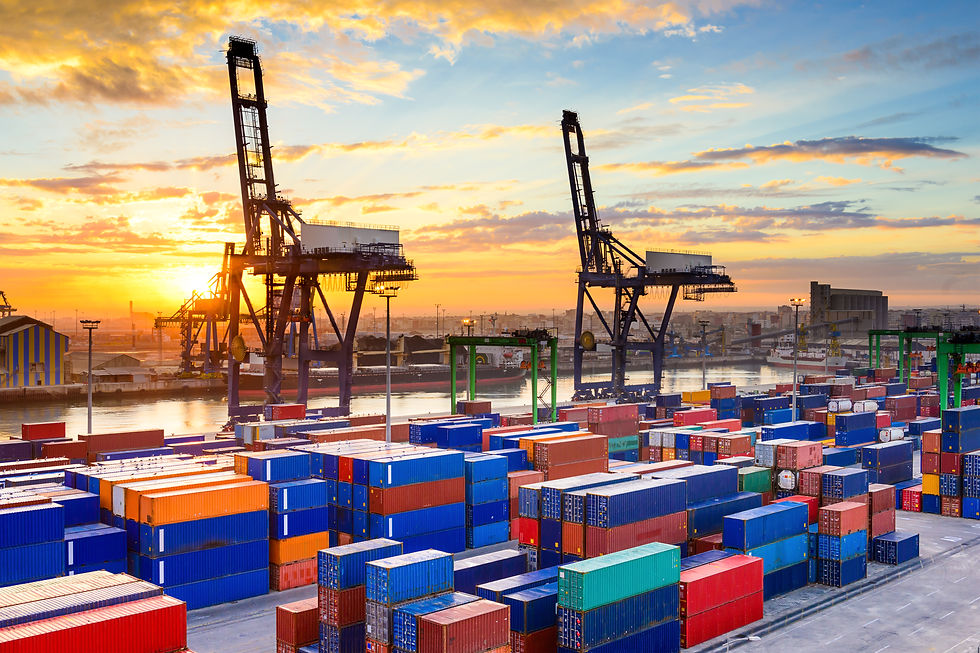 Industrial port at dawn at the Port of C