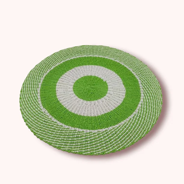 tapis rond vert - deco interieur - fait main - made in Bali