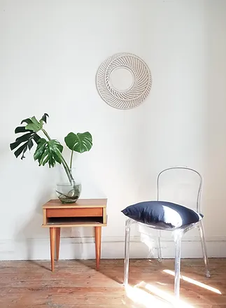 miroir - suspension murale - macramé - salle de bain - made in France - fait main  - deco artisanal 