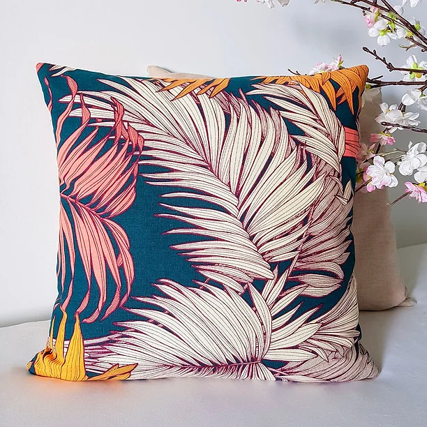 coussin - imprime fleur - coussin imprimé fleur - fait main - made in France 