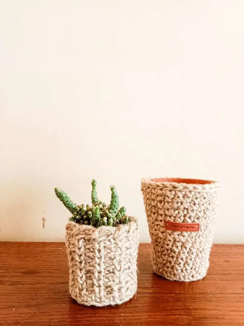 Miniature : Cache pot – Cache pot macarme – Deco vase – Protection vase – Deco jardin