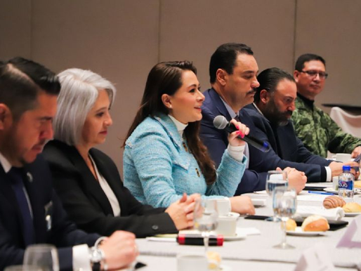 Tere Jiménez presenta resultados del 'Blindaje Aguascaliente' ante empresarios