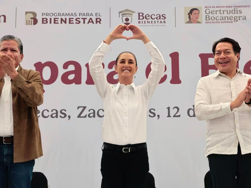 Sheinbaum anuncia beca de transporte Gertrudis Bocanegra en Zacatecas; "educación es por lo que trabajamos en la 4T", afirma