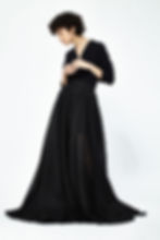 Woman in black evening gown, fashion e-commerce photography