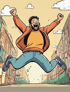 Man jumping for joy because he's so exci