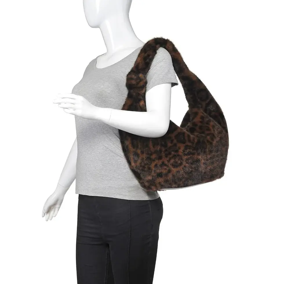 Thumbnail: Michelle Leopard Faux Fur Hobo Bag