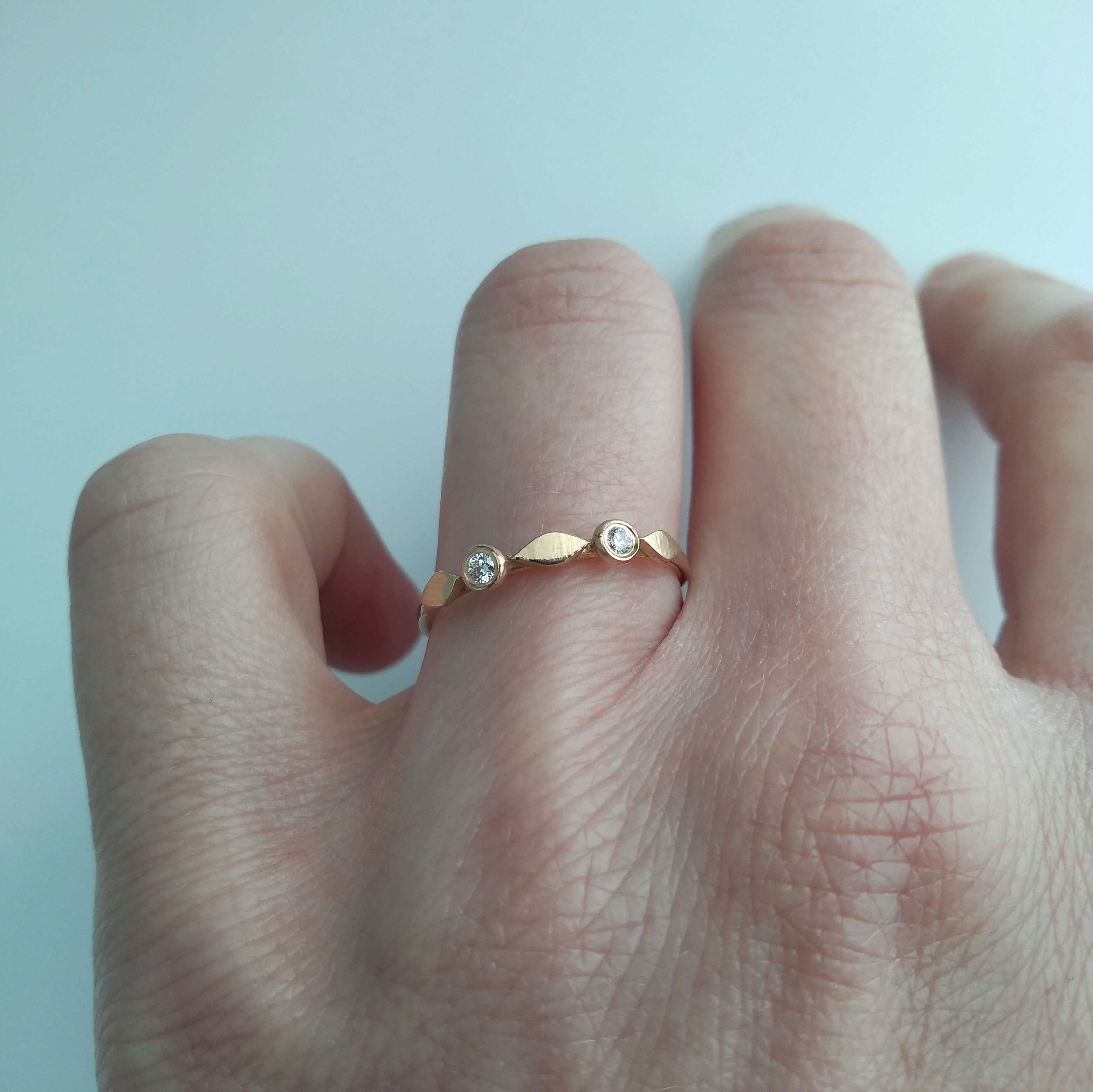 14K Stacking, Leaf Ring
