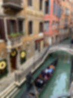 christmas decorations with gondola on canal in venice