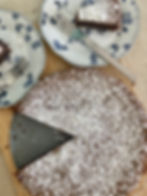 caprese chocolate almond cake on plates