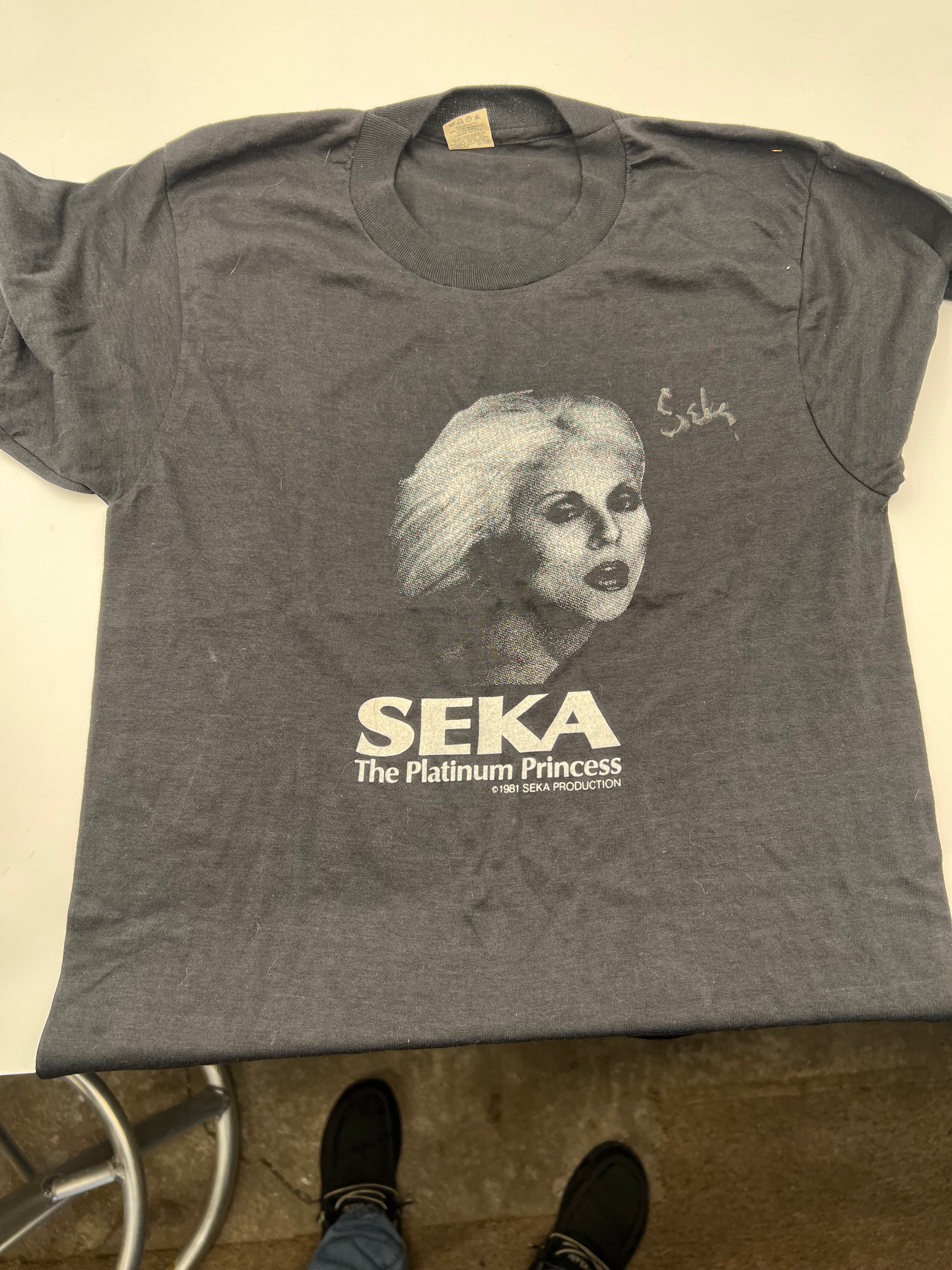 Ultra Rare ! Adult star Seka T-Shirt S from the 1980's. Autographed with COA