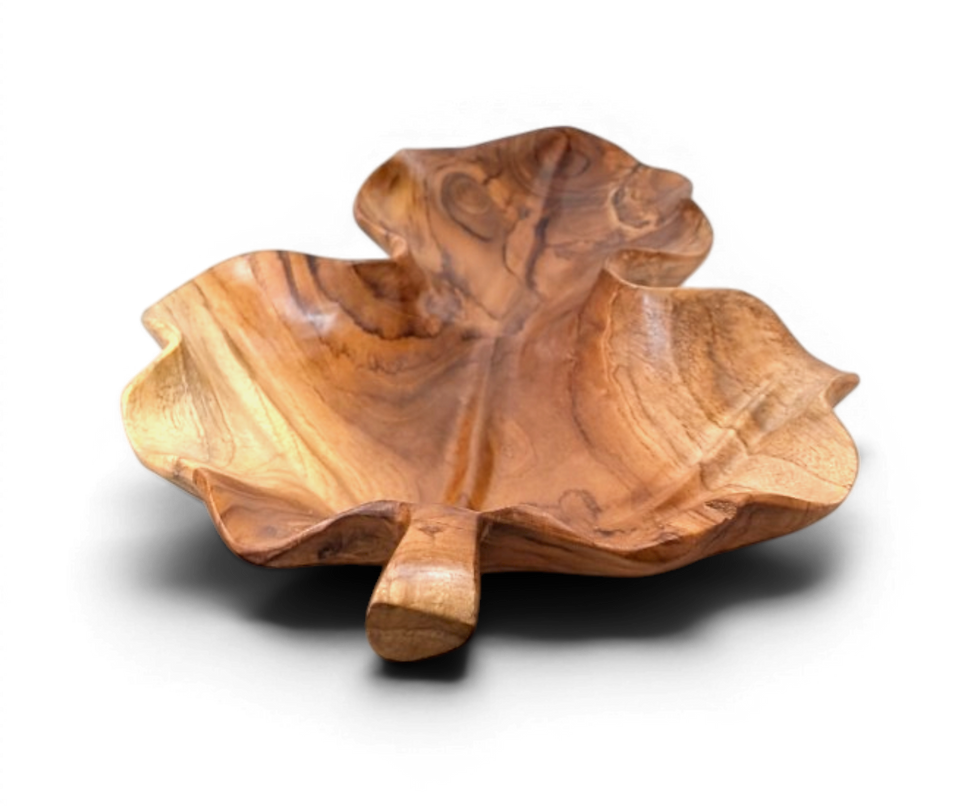 Thumbnail: Sculptural wood décor plate crafted by artisans in Bali