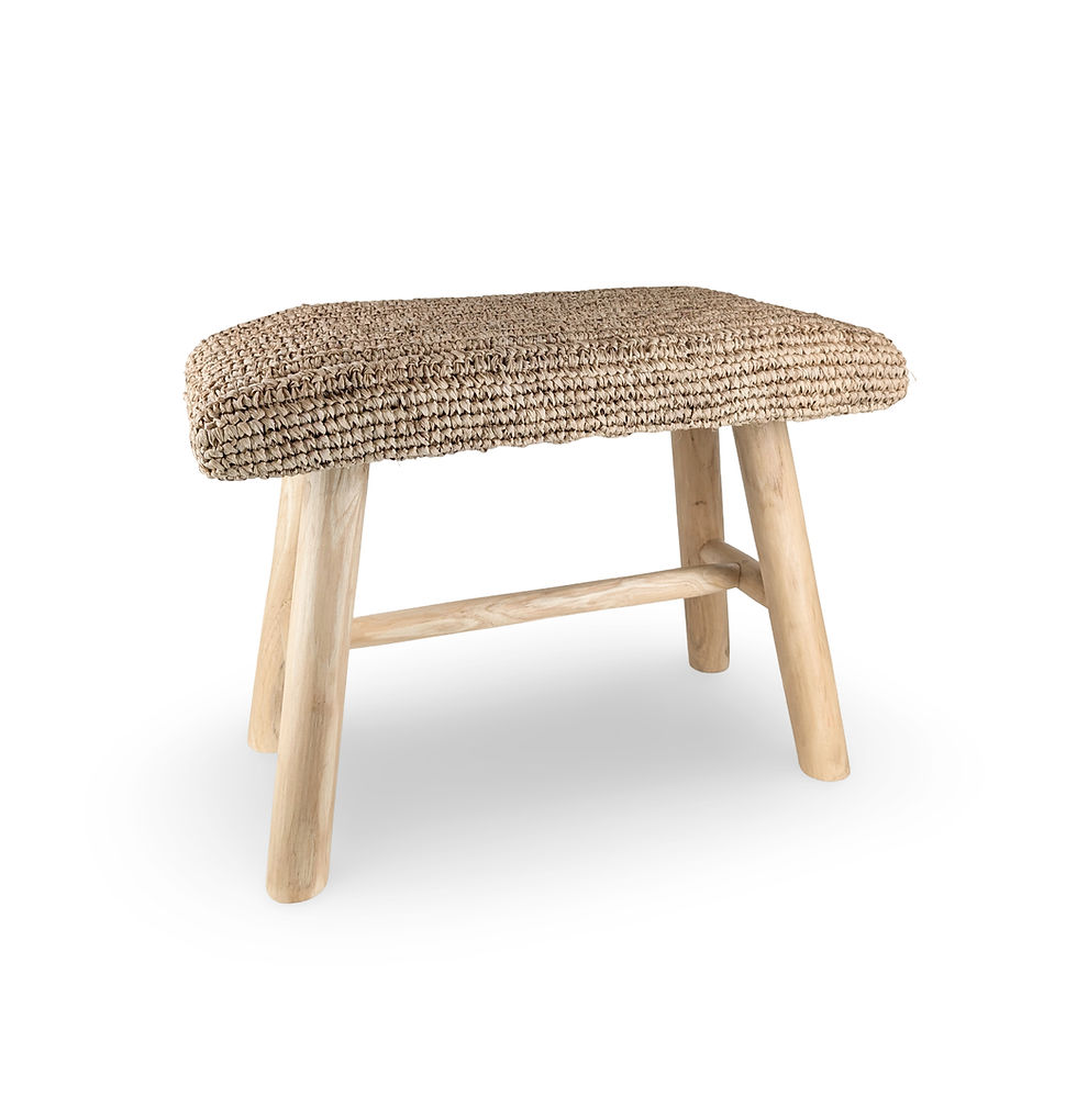 Thumbnail: Handcrafted Rattan Stool, Handwoven Wicker Stool, Boho Rattan Stool,