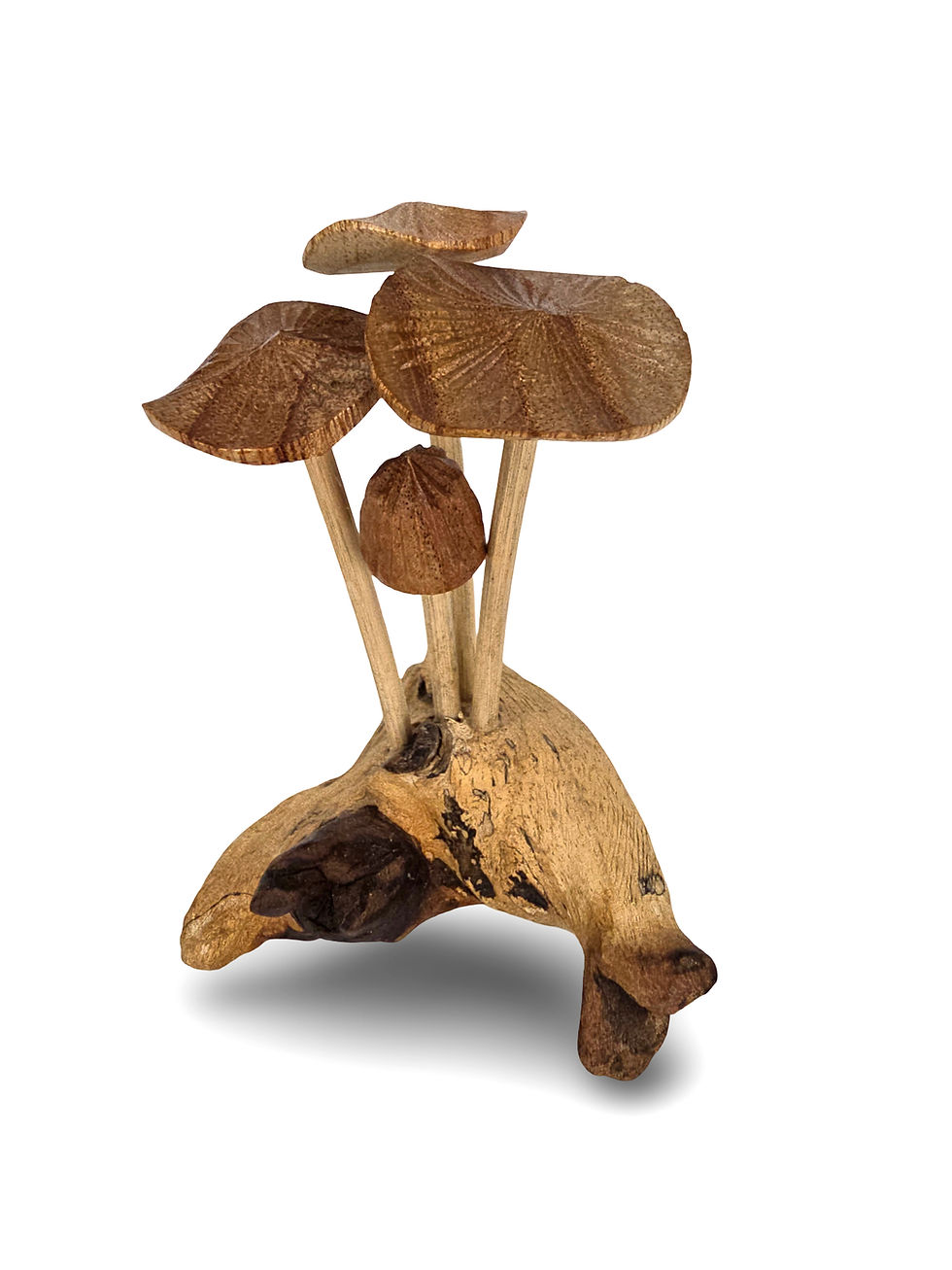 Thumbnail: Mini Mushroom Figurine, Natural Wood Mushroom, Wooden Mushroom Cluster