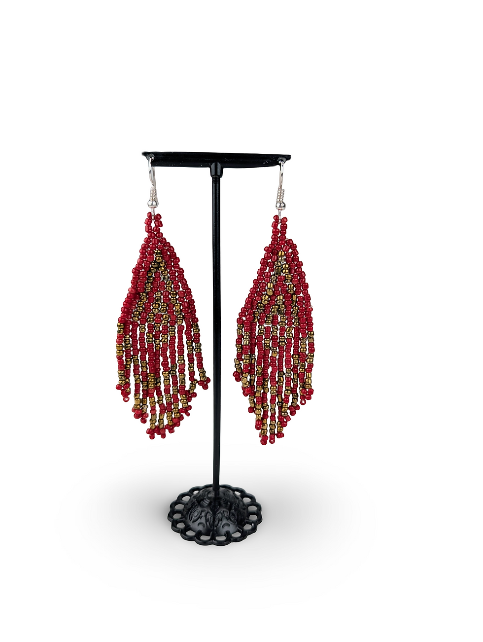 Thumbnail: Red Beaded earrings