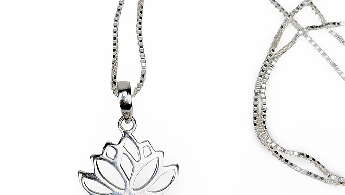 Sterling Silver Lotus Pendant, Silver Lotus Chain, Flower Lotus Pendant,