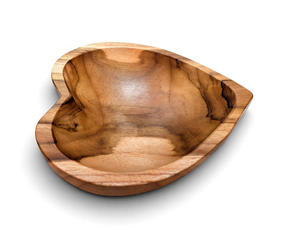 Thumbnail: Heart-shaped teakwood organizer bowl with gently carved contours