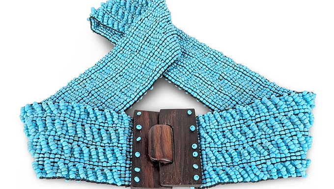 Handmade Stretch Belt, Beaded Belt, Boho Belt Vintage Belt, Elastic Belt