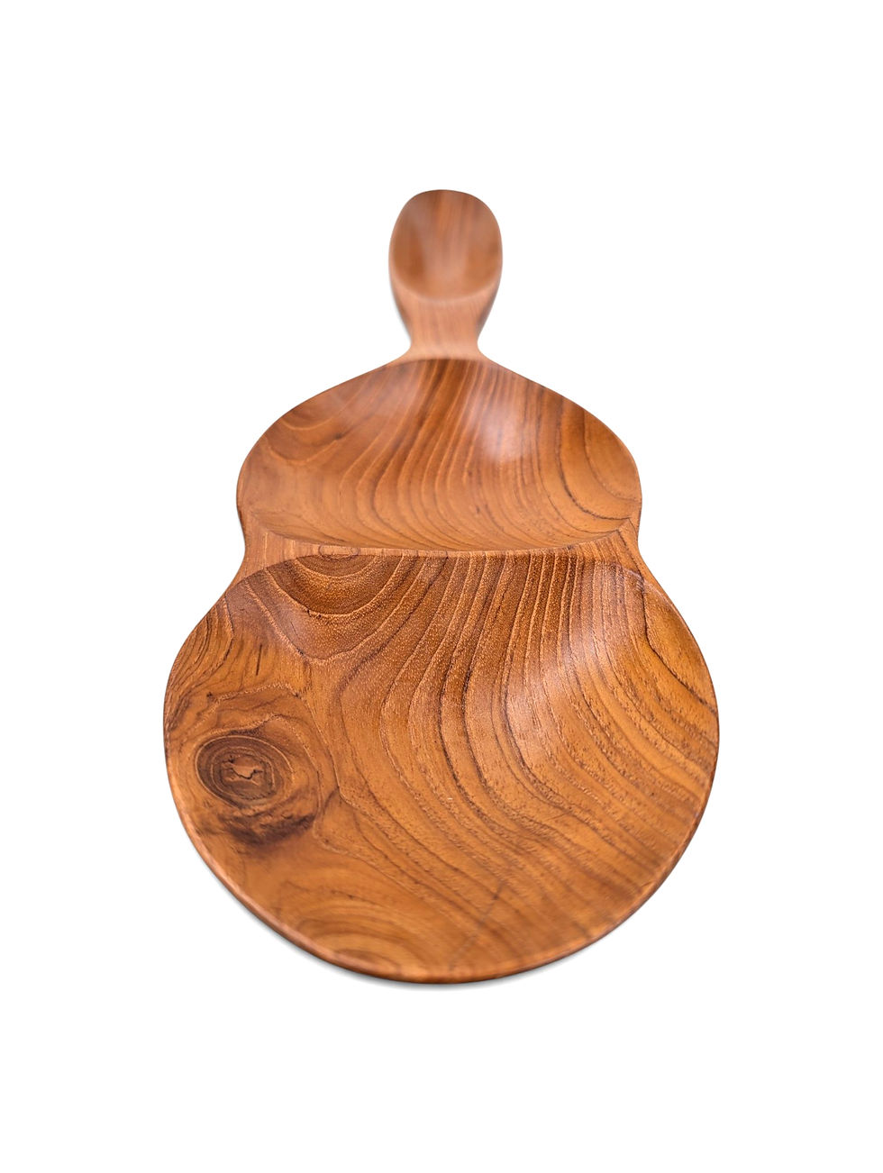 Thumbnail: Artisan-crafted wooden dipping tray with three recessed serving sections