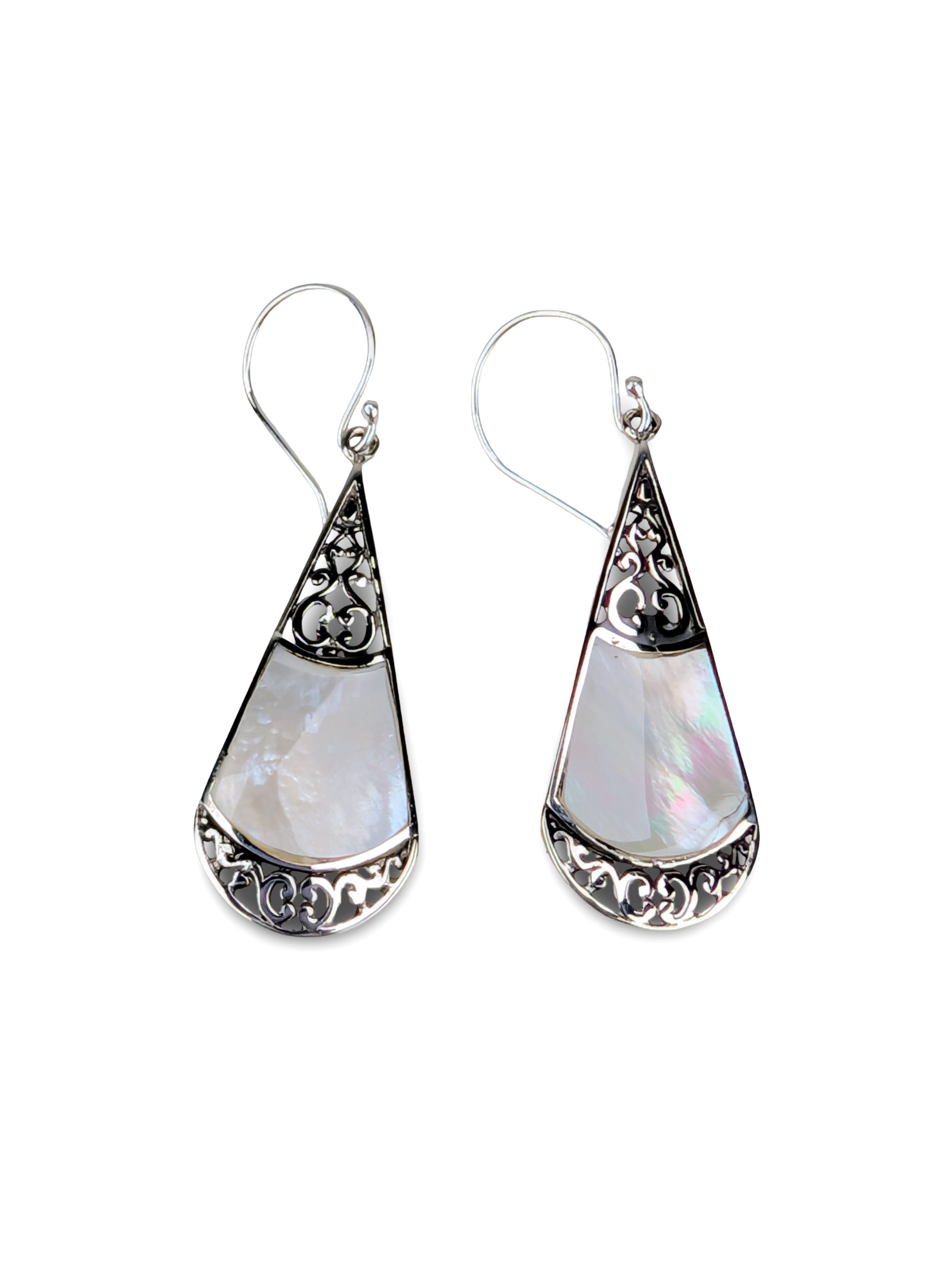 Mother Of Pearl Earrings, Teardrop Dangle Earrings, Silver Teardrop Earrings