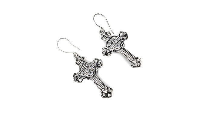 Silver Cross Earrings, Religious Earrings, Faith Earrings, Artisan Cross Earring