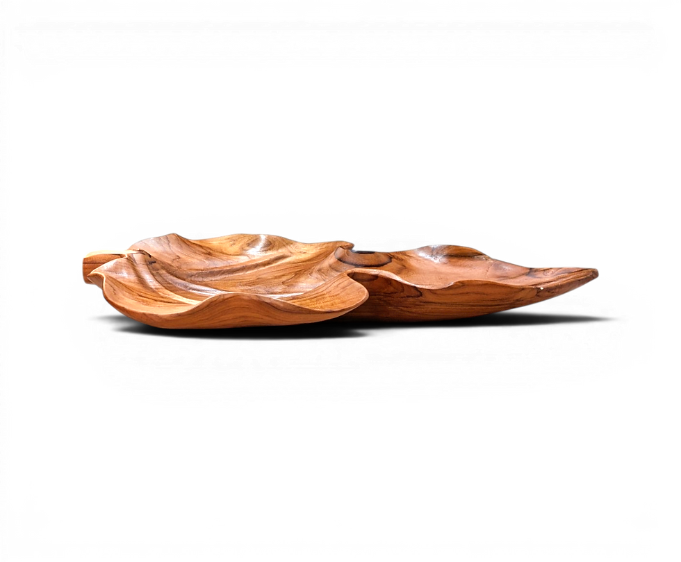 Thumbnail: Rustic Bali teak leaf serving platter with warm wood tones and polished finish